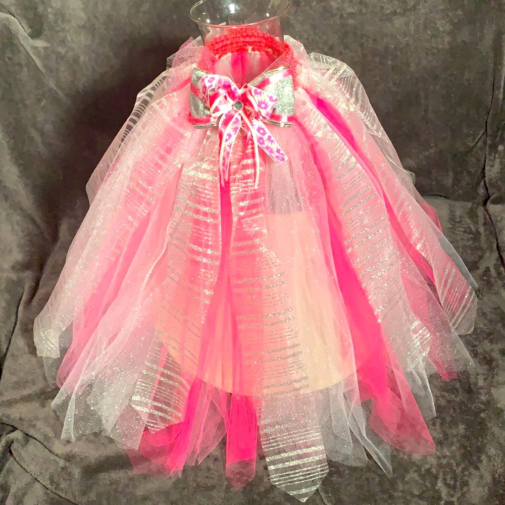 Princess Pink & Shimmer Tutu Skirt with Matching Hair Bow